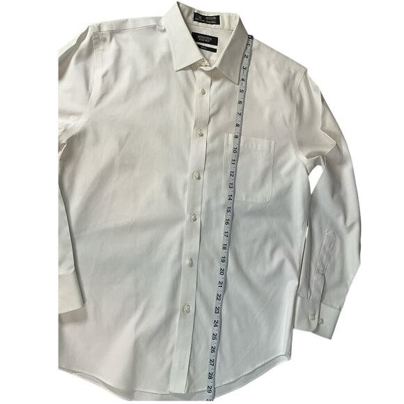 Nordstrom Trim Fit Royal Oxford Solid White Dress Button Down Wrinkle Free 32-33 - Picture 8 of 9